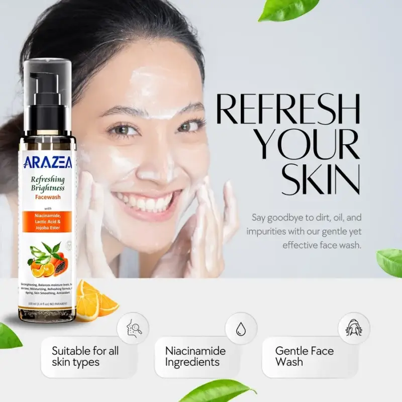 Arazea Facewash for bright skin with Lactic Acid, Niacinamide and Jojoba Ester