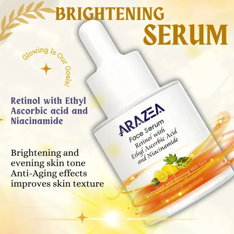 Arazea Face Serum for Brightening with Niacinamide, Retinol and Ethyl Ascorbic Acid