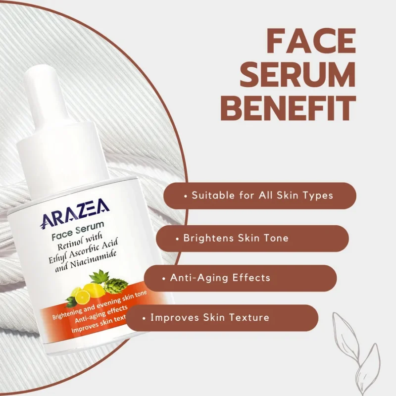 Arazea Face Serum for Brightening and anti aging with Niacinamide, Retinol and Ethyl Ascorbic Acid