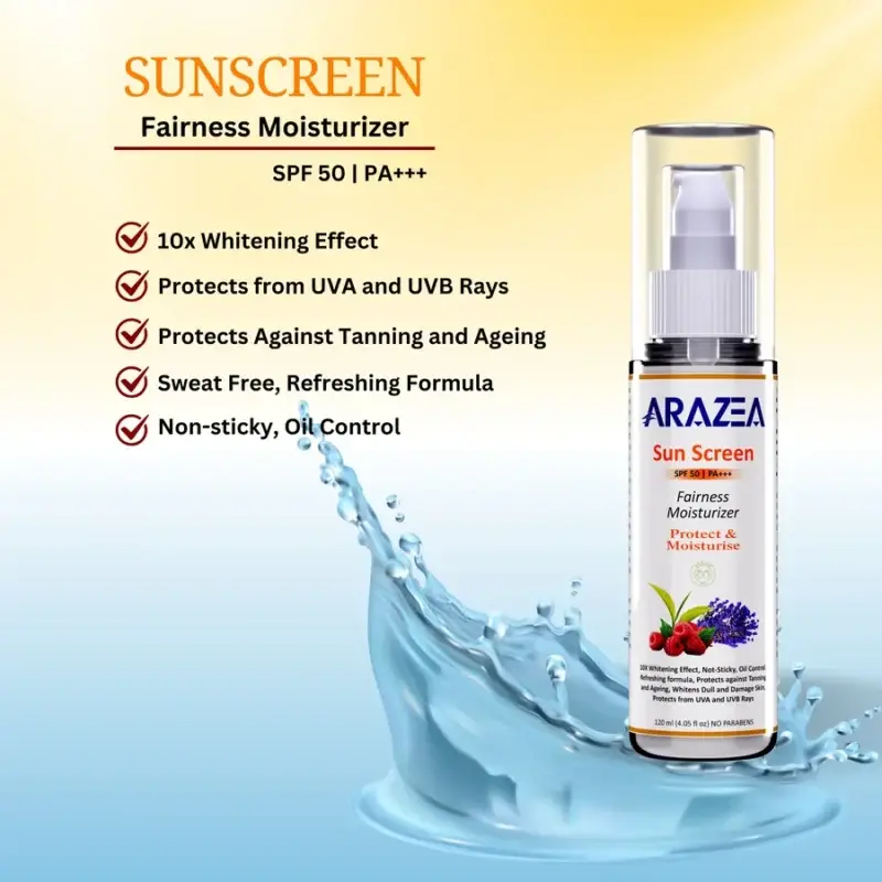 Arazea Sunscreen Fairness Moisturizer with SPF 50 with 10x whitening effect